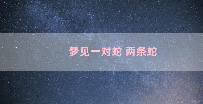 梦见一对蛇 两条蛇